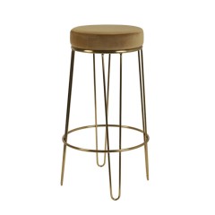 BAR STOOL VELVET CARAMEL GOLD - CHAIRS, STOOLS